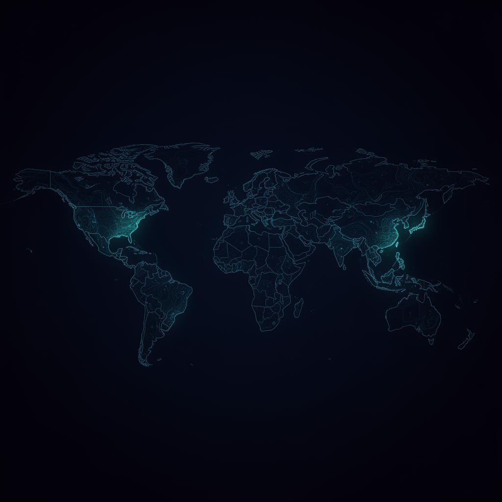 Wereldkaart die internationale entiteiten en valutaomrekening visualiseert